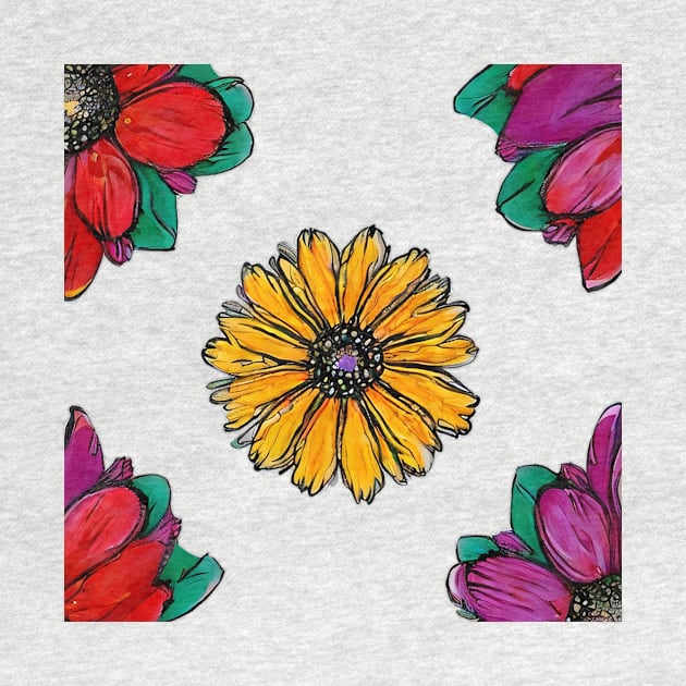 Colorful Flowers Drawing by PhotoSphere